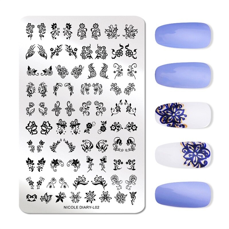 Nicole Dagboek 14.5*9.5 Cm Nail Stempelen Platen Bloemen Lotusblad Afbeeldingsstempel Sjablonen Art Stencil Diy Gereedschap: 46135
