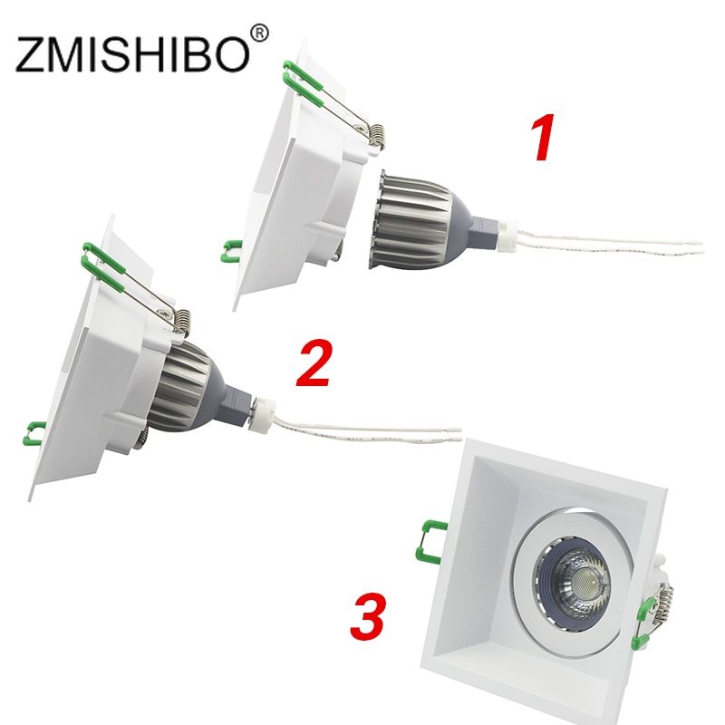 ZMISHIBO LED Downlight 75mm 90mm Cut Gat Verzonken Plafond Spot Lamp Fitting Frame Lamp Vervangbare MR16 GU5.3/ GU10/E27 Sockets