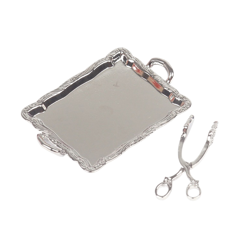 1pcs Dollhouse Miniature Metal Cakes Trays Bread Clip Desserts Plate Kitchen Model Decor Toy Doll House Accessories