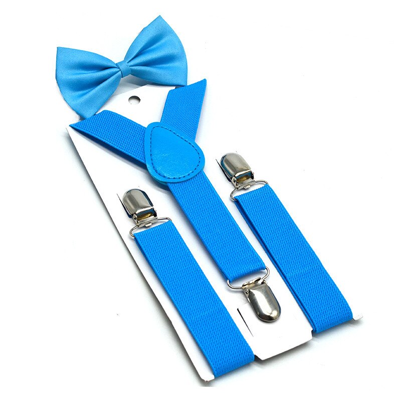 RAINIE SEAN Pink Kids Suspenders Bowtie Set Solid Children Suspender Dress Wedding Baby Girls Braces: light blue