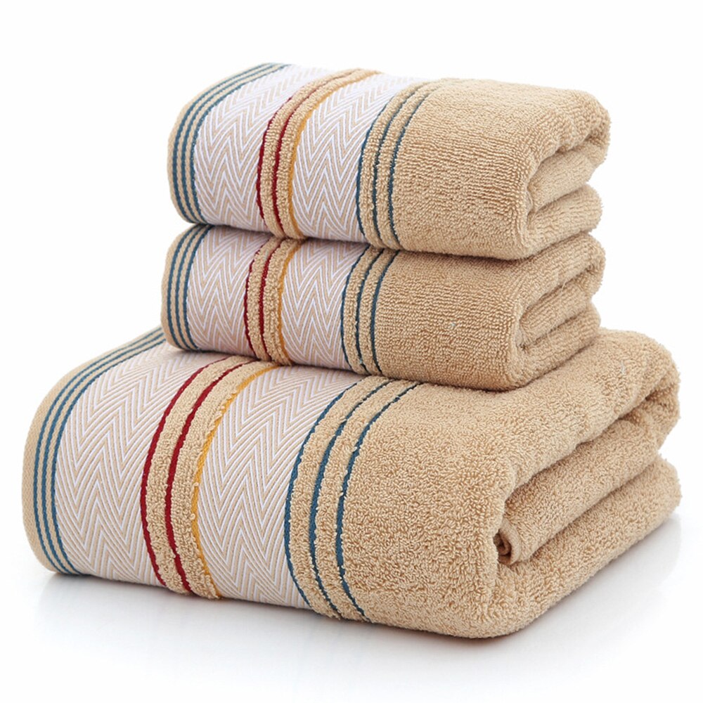 Bath Towels Thick Cotton Towel Set Face Towels Bath Towel For Adults Washcloths High Absorbent bathroom sandy beach towel suit: coffee color