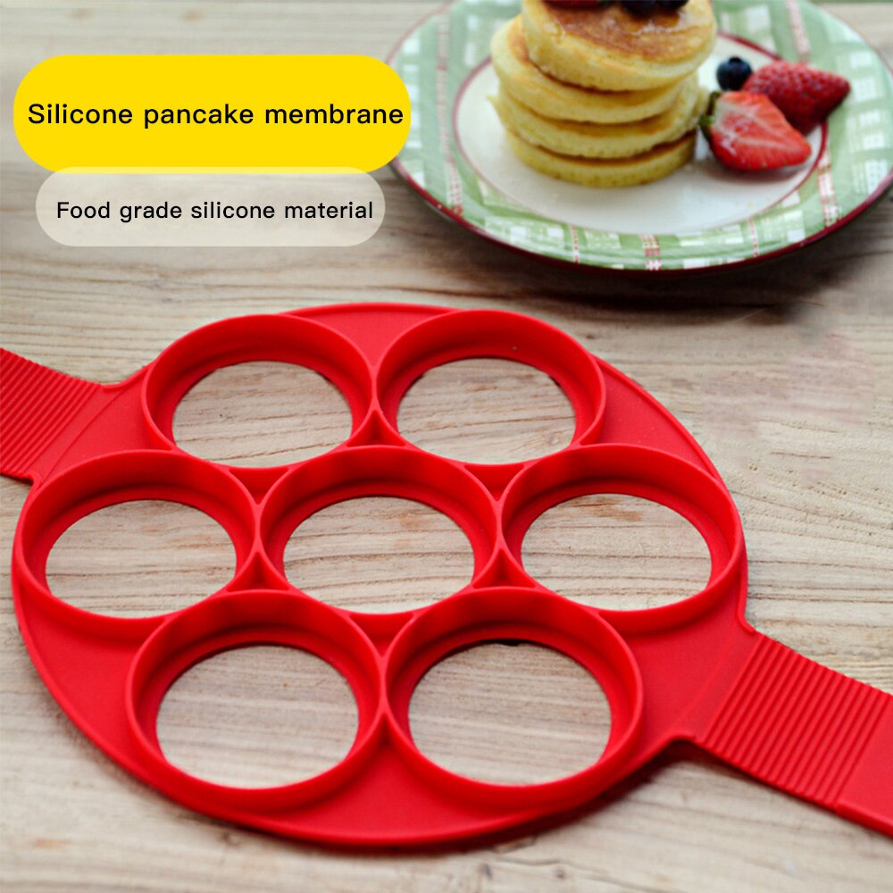 7 huller non-stick pande æg omelet værktøj silikone fantastisk æg pandekage maker ring køkken bageforme flip komfur æggeform