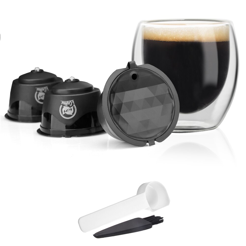 3 kpl 150 kertaa dolce gusto -kahvikapselille muovikapseli uudelleen täytettävä uudelleen käytettävä yhteensopiva nescafe dolce gusto -täyttöpakkauksen kanssa: 3 mustaa