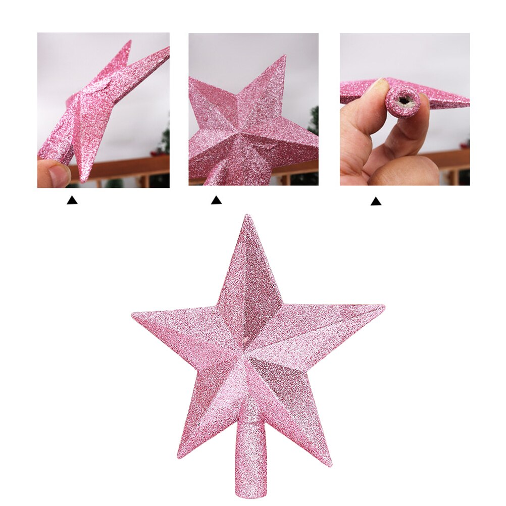20cm stjärnigt julgranstopp glitter julgransdekoration för fest heminredning julgrans topp femkantig stjärna