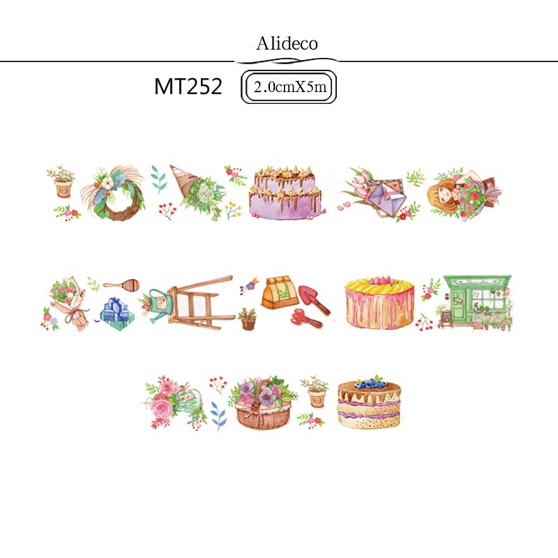 1 stk /1 mye washi maskeringstape havfrueblomst dekorativt selvklebende scrapbooking-papir japanske klistremerker 5m: 252 huadian