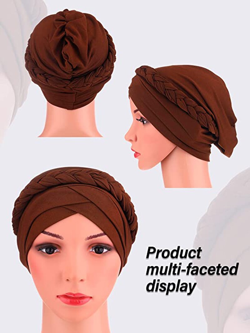 Diadema Africana cruzada para la frente, turbante de Color sólido para mujer, gorro musulmán, Hijab listo para usar