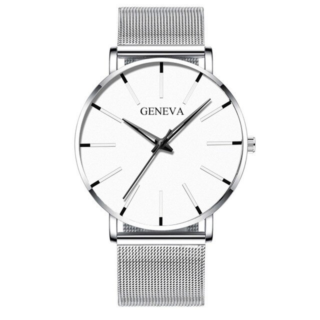 Geneva 1 luxe dameshorloge, eenvoudig, ultradun zwart roestvrijstalen mesh horloge, dameshorloge, zakelijk en casual, quartzhorloge: Aa