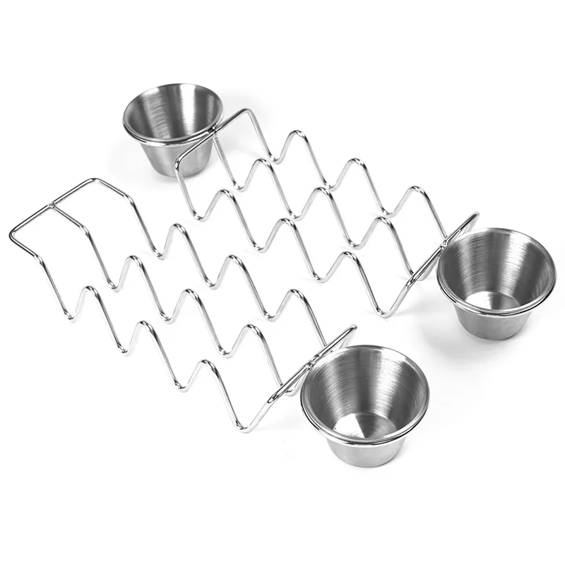 Stainless Steel Taco Holders Wave Shape Slots Mexican Food Rack Maquina Para Hacer Tortillas Electrica Cooking Empanada Pies