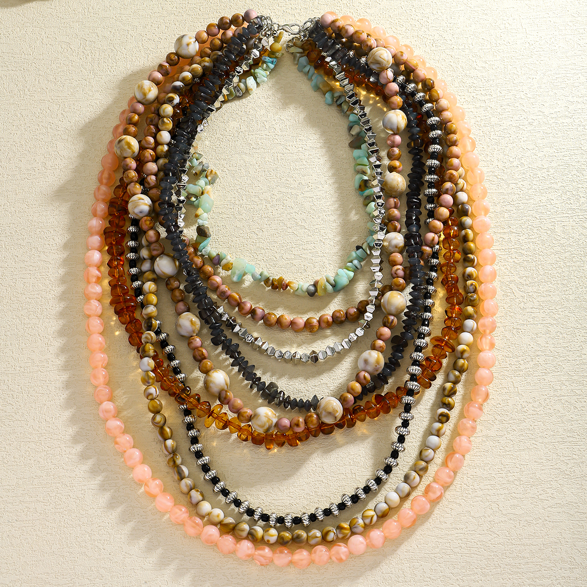Dvacaman 2025 ZAA Collar de cuentas hecho a mano multicapa Vintage para mujer, collar bohemio de cuentas de resina Multicolor, joyería étnica: Default Title