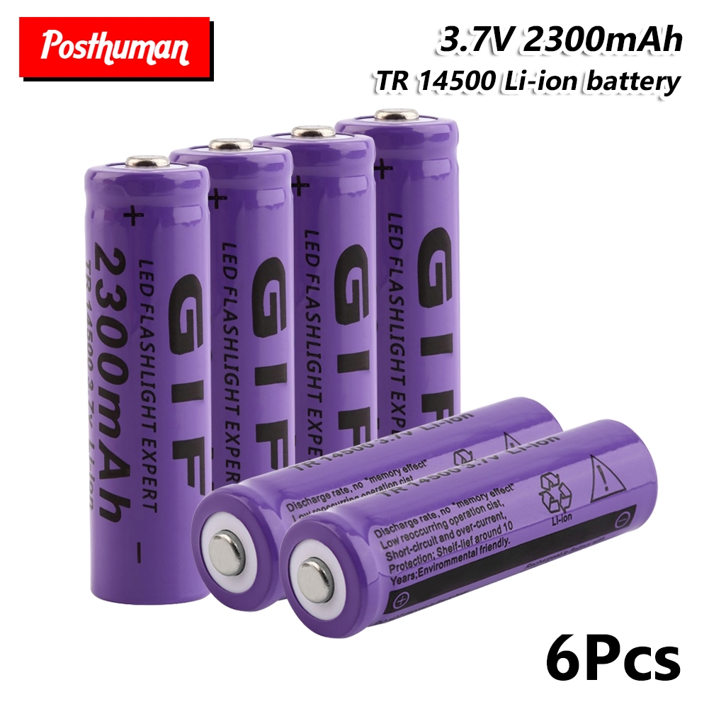 1/2/4/6/8 Pcs Hoge Capaciteit 14500 Li-Ion Batterij 3.7V Gif 14500 2300 mah Oplaadbare Batterijen Cellen 14500 Lithium Baterijen: 6 pieces