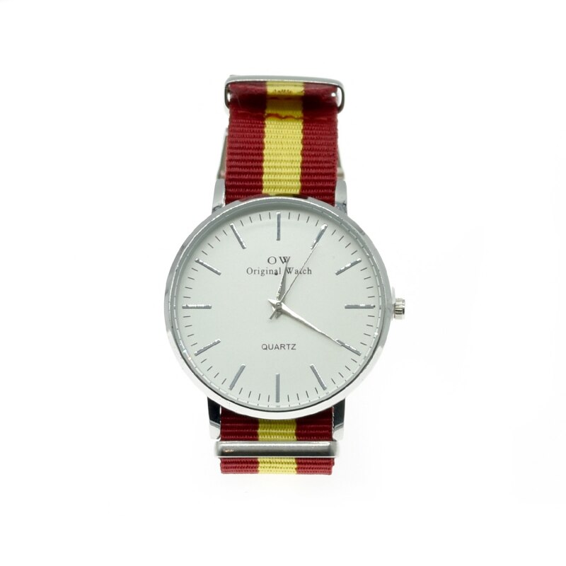 Bdm-Analoge Mens Polshorloge Met Spanje Vlag, Draad Band. Een Originele .