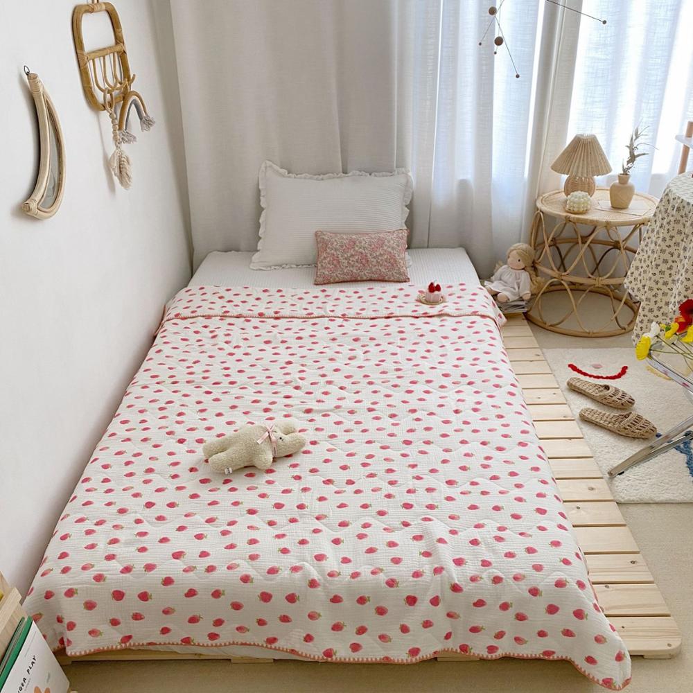 95*115cm sommerdyner til børn 100%  luftgennemtrængelighedstæpper i bomuld til hjemmet børnehave skolebørn sengetøj: Jordbær