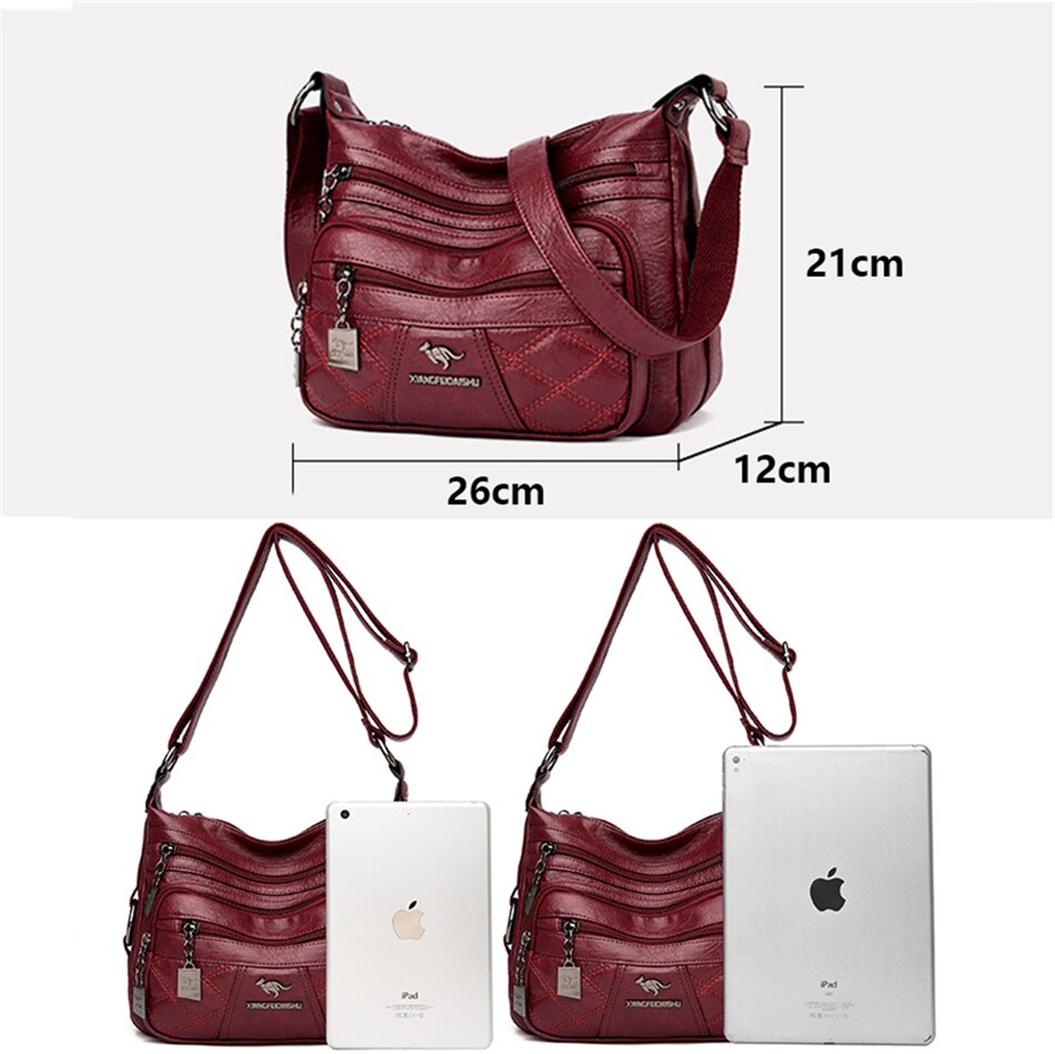 Diamant Gitter Viele Taschen Schulter Tasche Weiche Leder Umhängetaschen für Frauen Damen Reisetasche Handtaschen