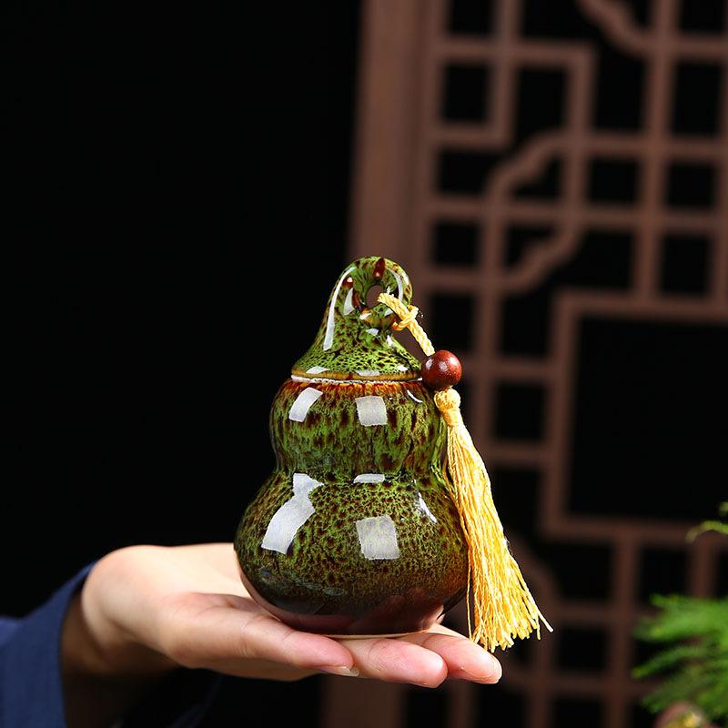 Contenedores de té de cerámica con forma de calabaza, lata de Caddies kungfú chino, recipiente de té, accesorios, tarro de té, latas, caja, casa, oficina, Teaware