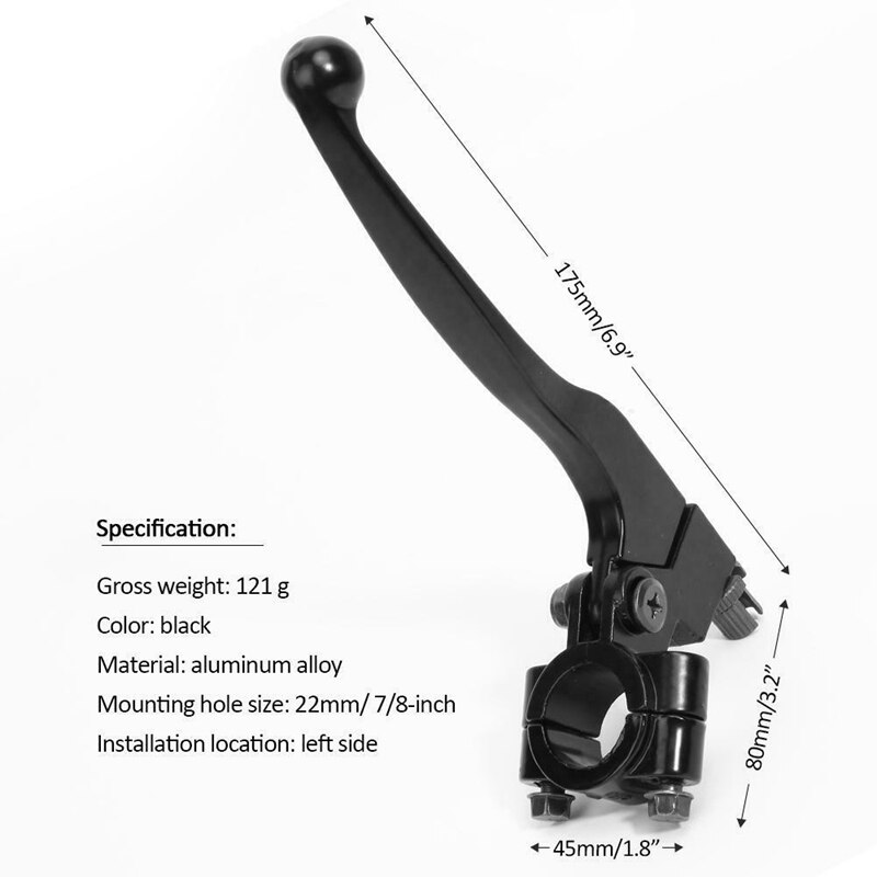 Alumínio 22mm 7/8 Polegada esquerda guiador alavanca da embreagem para pit dirt bike motocicleta atv freios peças