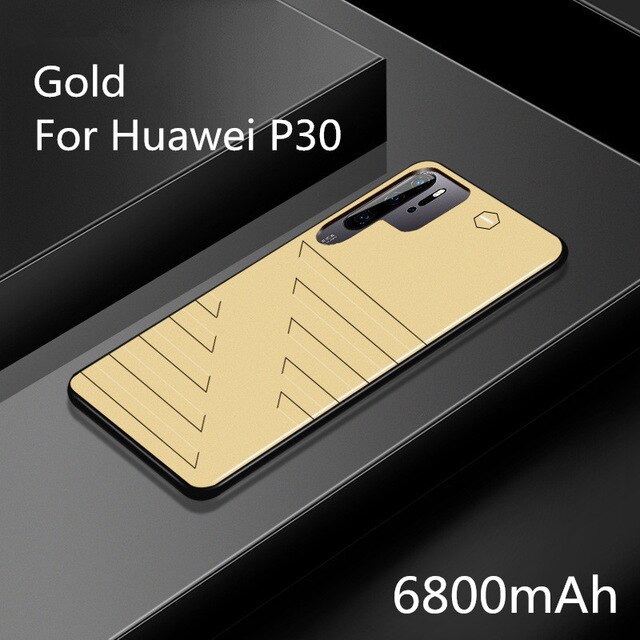 Kqjys 6800Mah Draagbare Batterij Oplader Gevallen Voor Huawei P30 Pro Batterij Case Power Bank Opladen Cover Power Case Voor huawei P30: Gold for P30