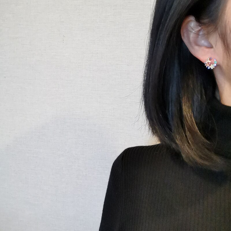 Pendientes de cristal con forma de flor para mujer y niña, aretes de estilo coreano, bisutería , de