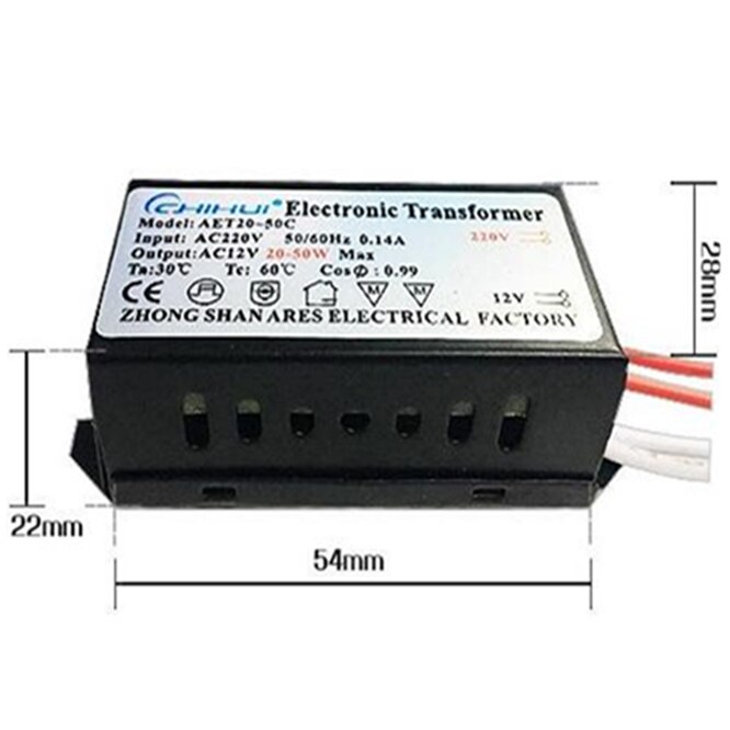 1 pc tilstrækkelig effekt elektronisk transformer til halogenlampe  ac 220v ac 12v strøm 20w-50w 3 års garanti!