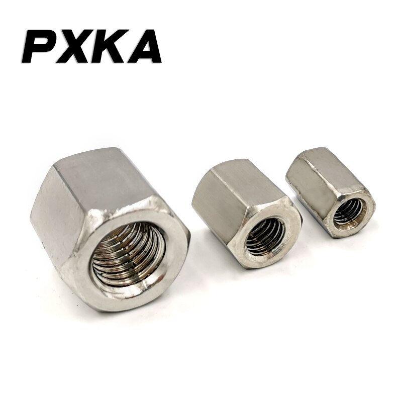 M12-M24 standard 304 stainless steel hexagonal lengthened hexagonal nut screw connection female screw joint nut