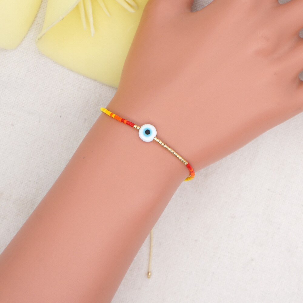Bransoletka z greckim oczkiem bransoletka z tureckim nazarem String proste bransoletki dla kobiet mężczyzn koraliki Miyuki biżuteria Pulsera mal de ojo