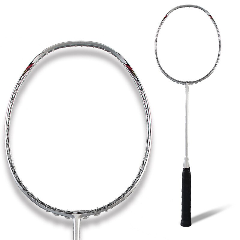 Carbon Badminton Racket Single Shot Men And Women Training Badminton Racket With Racket Bag: Silver
