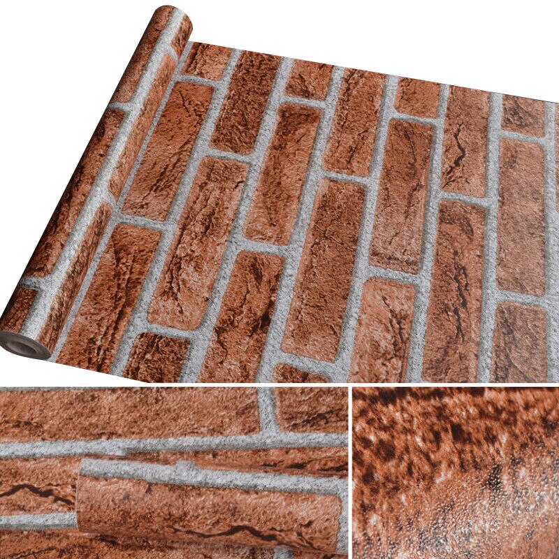 3D Brick Effect Wall Stickers Paper Brick Wallpaper Rustic Effect Self-adhesive Home Decor Sticker Tile Stickers for Wall