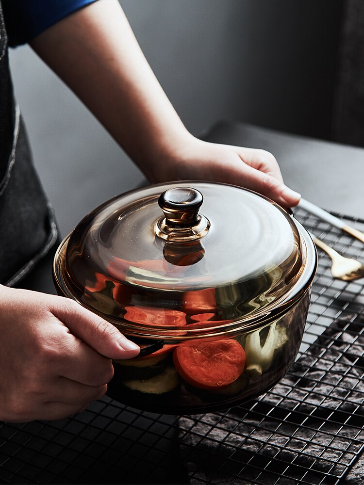 Magnetron oven kom huishoudelijke hittebestendige gehard glas dubbele oren verse groenten soep salade kom alleen magnetron oven