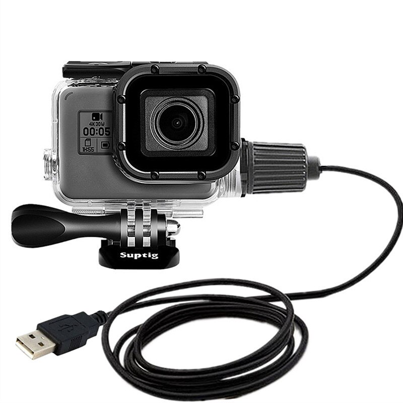 Waterproof Case Housing Diving 30M motorcycle Charging cable Protective Shell For Gopro Hero 5 6 7 Black go pro Accessories