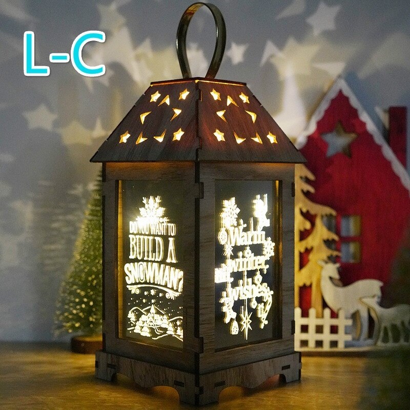 Lichten Houten Kerst Decoratie Wind Lantaarn Led Lichtgevende Creatieve Ornamenten Draagbare Lantaarn: L-C