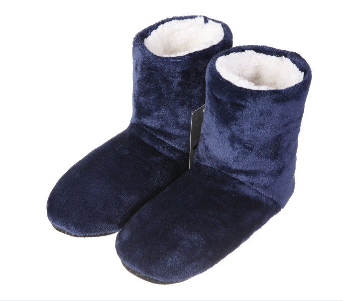 Mntrerm Men Style Plush Warm Home Slippers Winter Solid Soft Flats Indoor Man ShoesComfortable Seven Color Slippers: inside white - blue / 11