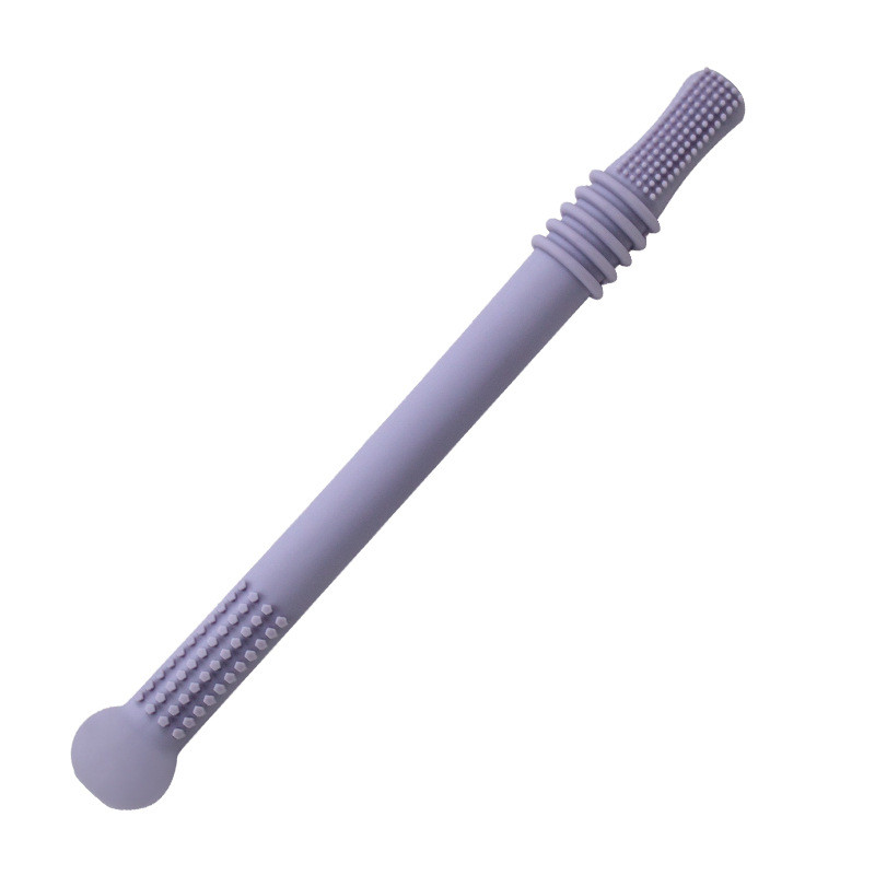 1 pz molari massaggiagengive giocattoli sicuri Toddle dentizione paglia Silicone masticare cura dentale spazzolino regalo madre forniture per bambini: Purple