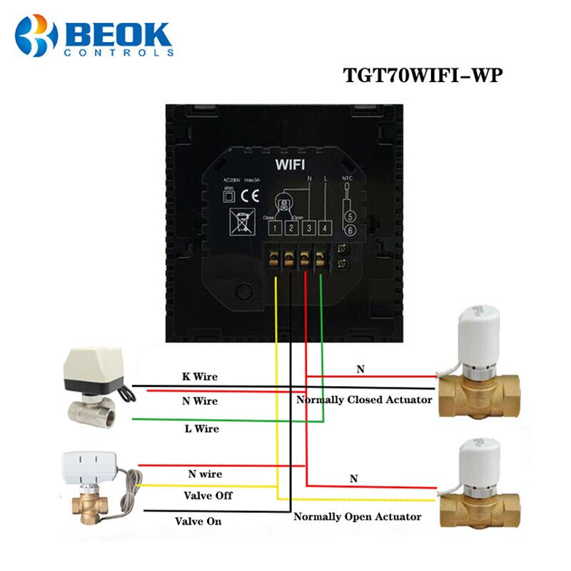 Beok Wifi Thermostat for Electrical/Water Floor Heating Temperature Controller Smart Thermostat Alexa Google Home Programmable