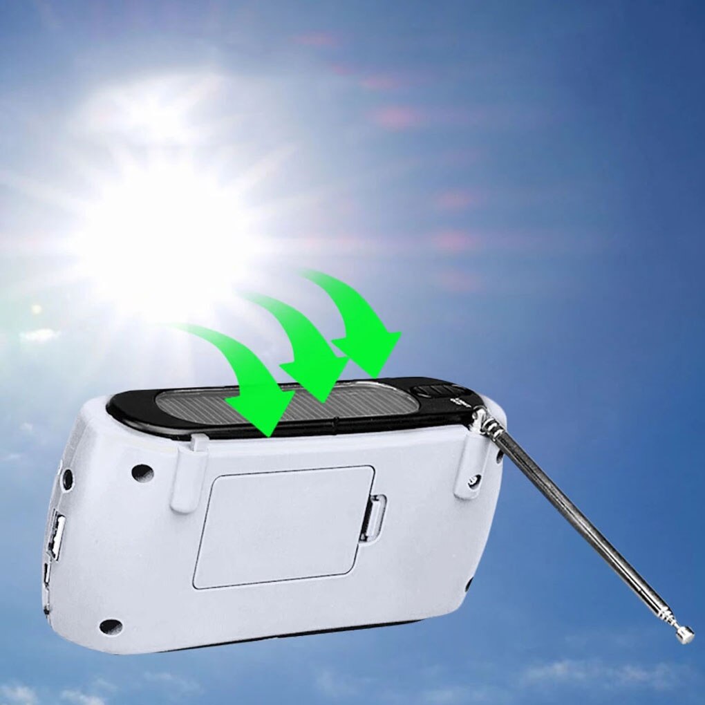 Hand Crank Generator FM/AM Emergency Radio 3 LED Light Portable Rechargeable Solar Powered Radio