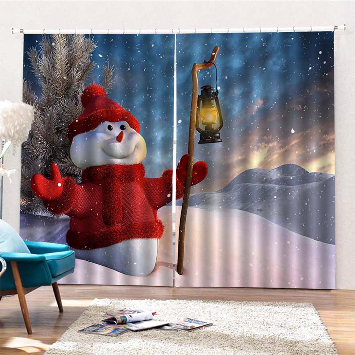 Cortina navideña de 85x200cm para ventana y sala de estar, cortinas de puerta de Papá Noel, cortina, decoración colgante para el hogar: Type 1