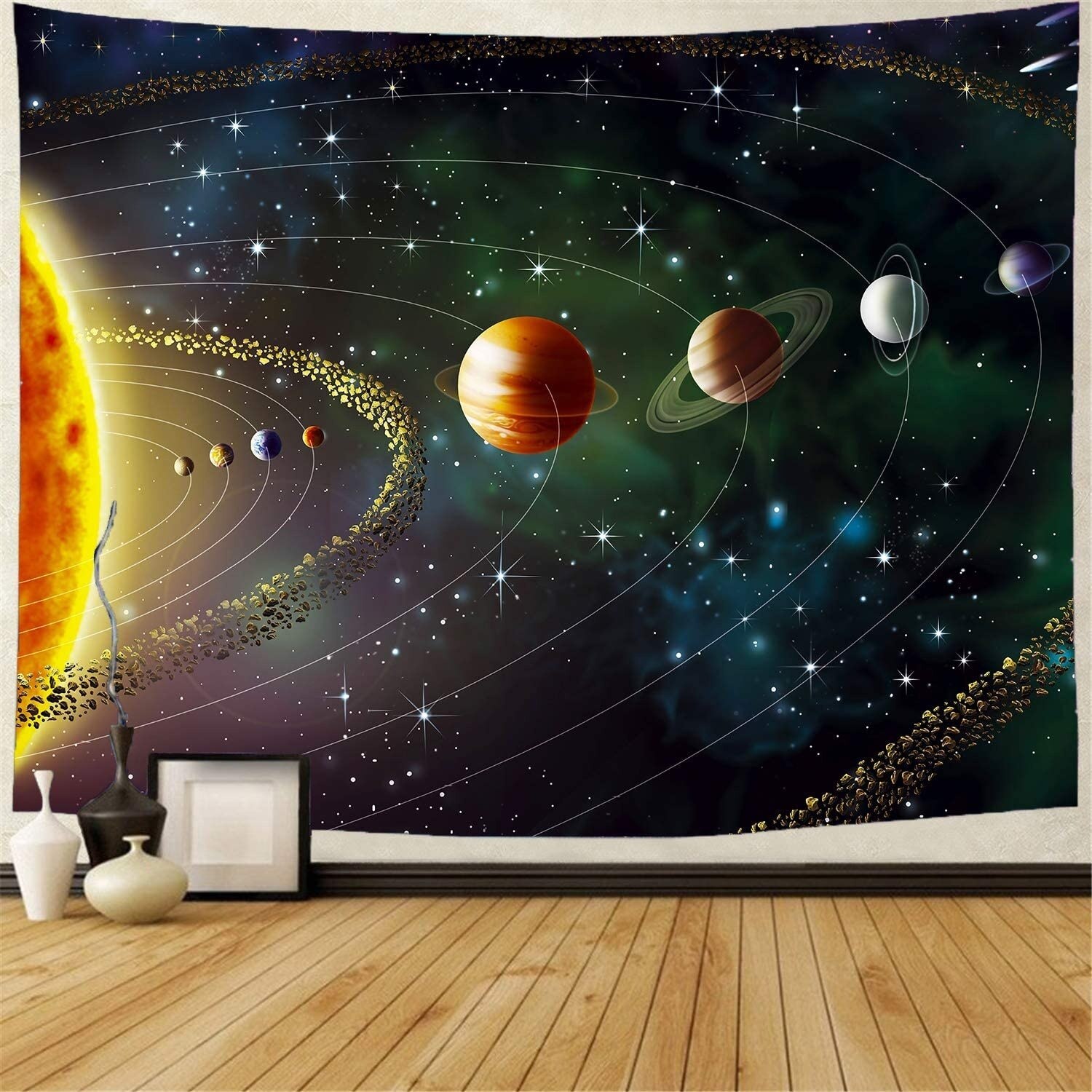 Tapiz de planetas del espacio exterior, tapices grandes impresos de galaxia y universo, Mural colgante de pared para dormitorio, sala de estar, dormitorio, hogar