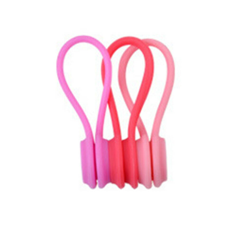 3 uds magnético corbata Cable organizador auriculares enrollador Cable auriculares Clip ser: Pink