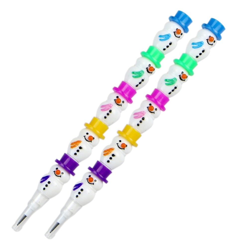 2Stck Nette Weihnachten Schneemann Stapelbar Bunte Bleistift SchöNe Baby freundlicher Spielzeug YH-461552