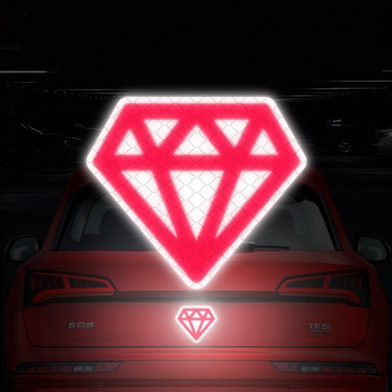 2pcs Diamond Pattern Reflective Sticker for Car Decoration Night Safety Warning Tape Vehicle Decal Cartoon Made with 3M