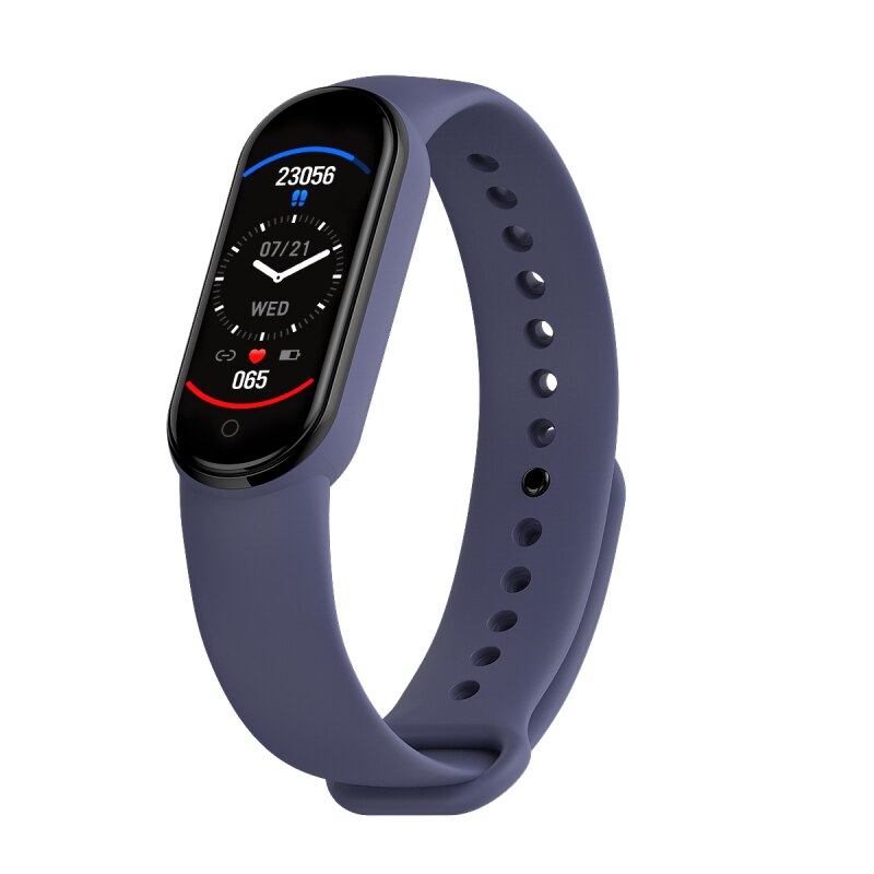M5 smart watch de presión arterial, oxígeno en sangre ejercicio de seguimiento de contador de paso respirar IP67 pulsera inteligente: Morado