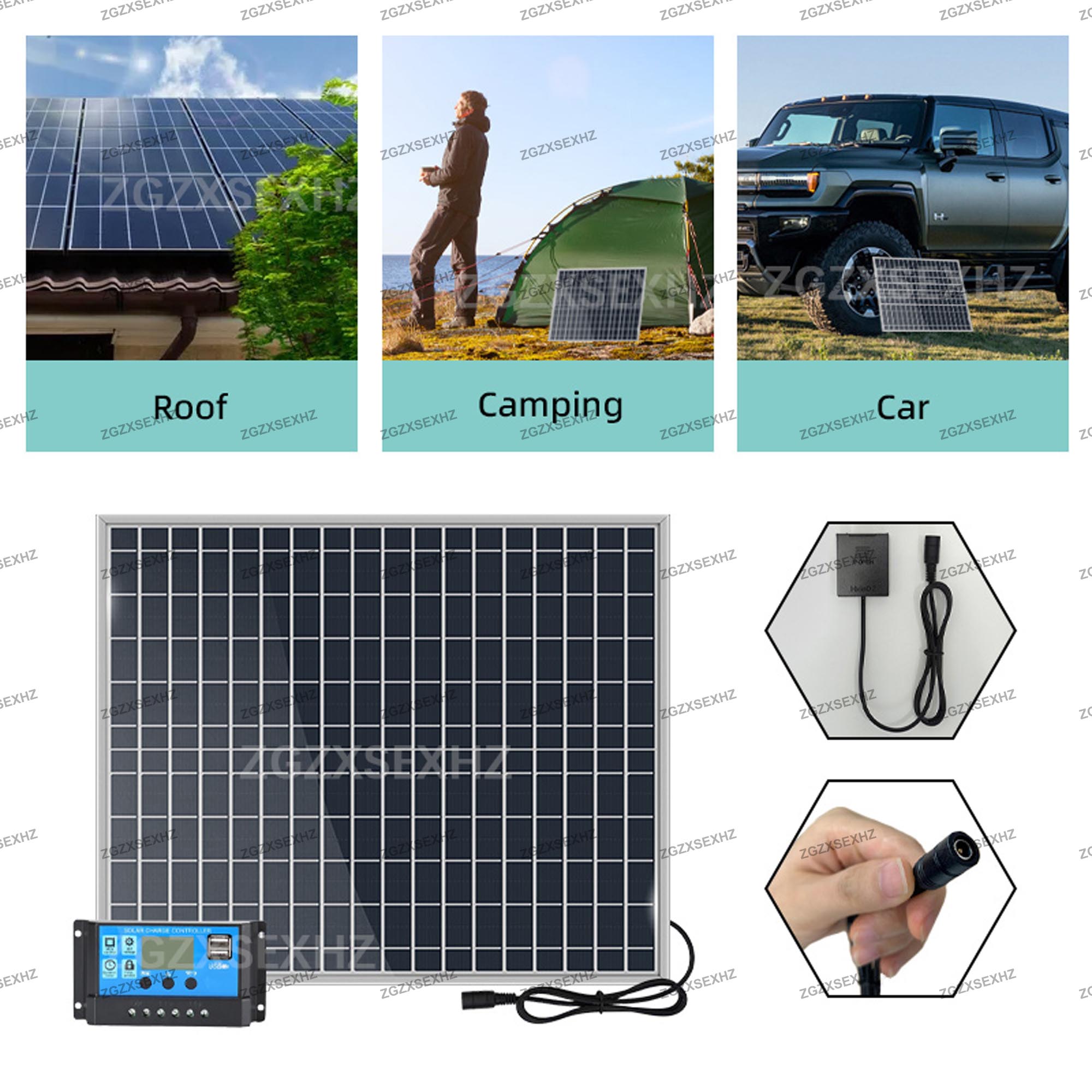 Panel solar de 500 W y 12 V, controlador de 100 A, cargador rápido de baterías para hogar/camping/autocaravana/coche, kit de energía fotovoltaica móvil, sistema solar.