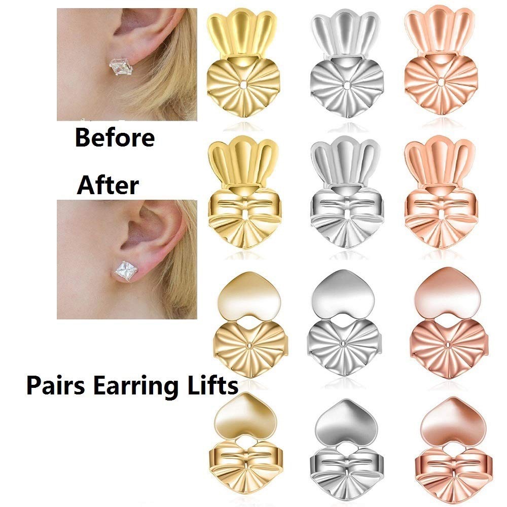 17 Styles Hypoallergenic Earring Lifter Fits All Earlobe Stud Back Nut Lift Support Post Earrings For Women
