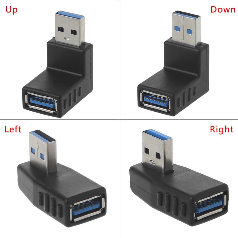 Data Transfer Splitter 90 Degree Left Right Angled USB 3.0 A Male To Female Adapter Connector For All Devices