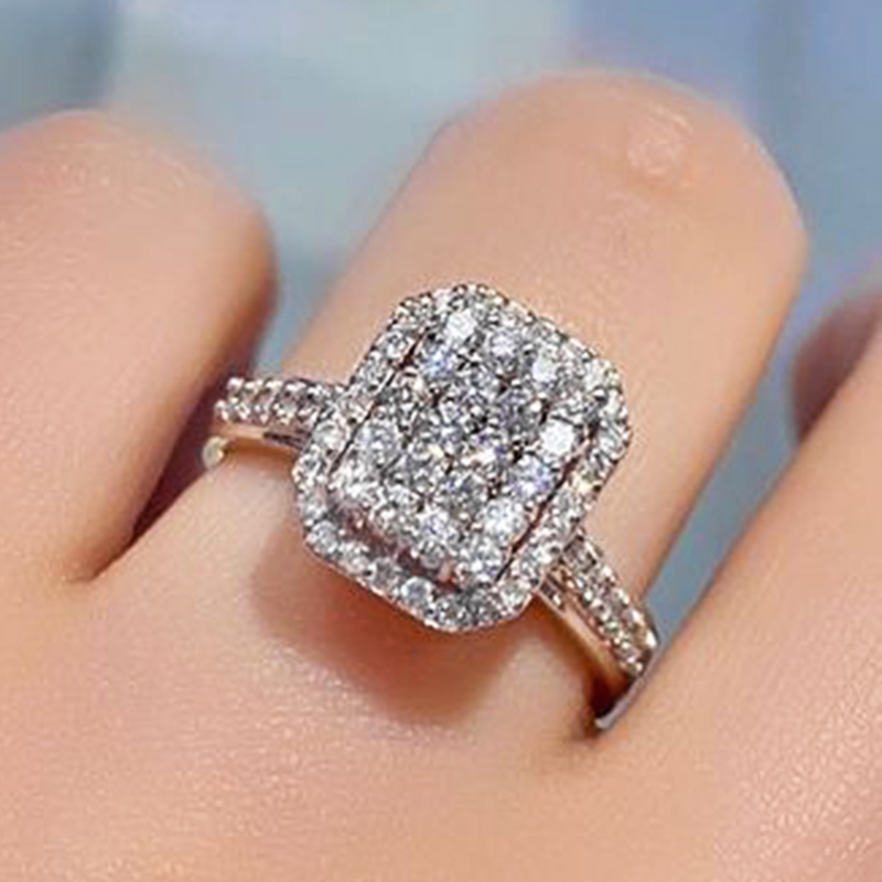 Huitan Bling Bling Wedding Ring Voor Vrouwen Eenvoudige Stijlvolle Vierkante Voorstel Engagement Lover Ring Trendy Sieraden