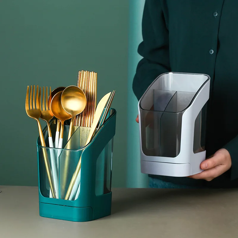 Keuken Bestek Organisator Mes Stand Plastic Afvoer Opslag Houder Lepel Vork Eetstokje Keukengerei Koken Gereedschap Lade Plank Doos