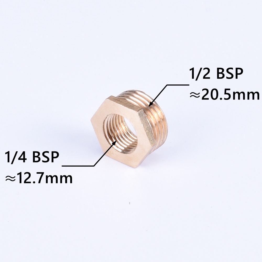 Encaixe de tubulação redutor de bucha hexagonal de latão 1/8 1/4 3/8 1/2 3/4 F para M com rosca reduzindo conector de acoplador de adaptador de gás de água de cobre: tan