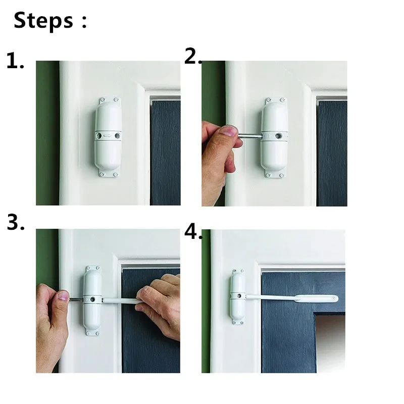 Superfície ajustável Montada Automatic Spring Closing Door Closer, Fire Rated Door Stopper, Door Hardware, White Zinc Alloy, 20-70kg