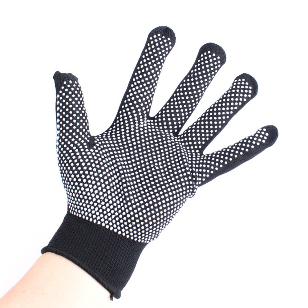 Guantes Protectores de dedo para peluquería, resistentes al calor, para alisador de pelo, rizador permanente, plancha plana, color negro y gris, 1 par