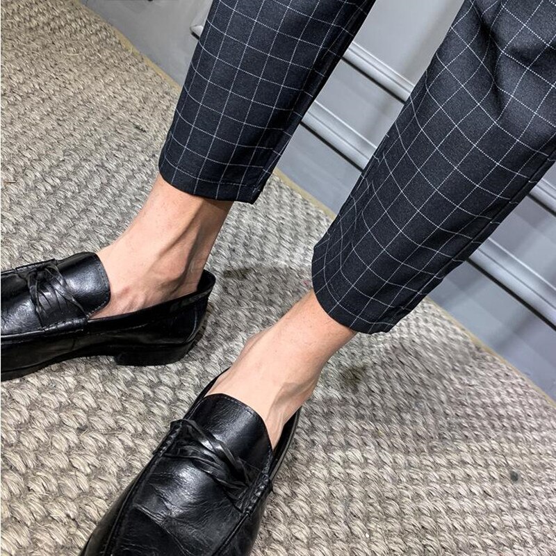 Vårbukser herre business casual straight dress bukser kjole herrebukser slim fit fritidsbukser grå svart