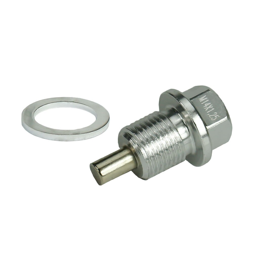Tapón magnético de drenaje de aceite M14 * P1.25MM, tapón de drenaje de aceite de aluminio para la mayoría de los coches con rosca M14 * P1.25MM: SILVER