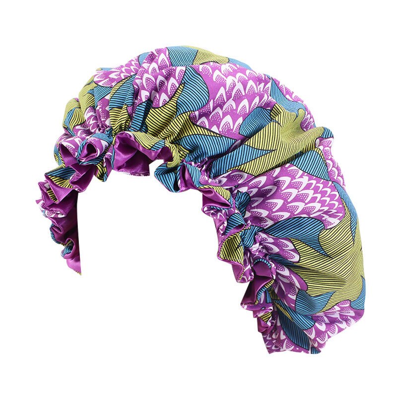 Afrikaanse ankara patroon kindermuts dubbele lagen verstelbare tulband satijnen voering slaapmuts kinder slaapmuts hoofdbedekking tbk -03: Kleur 76g